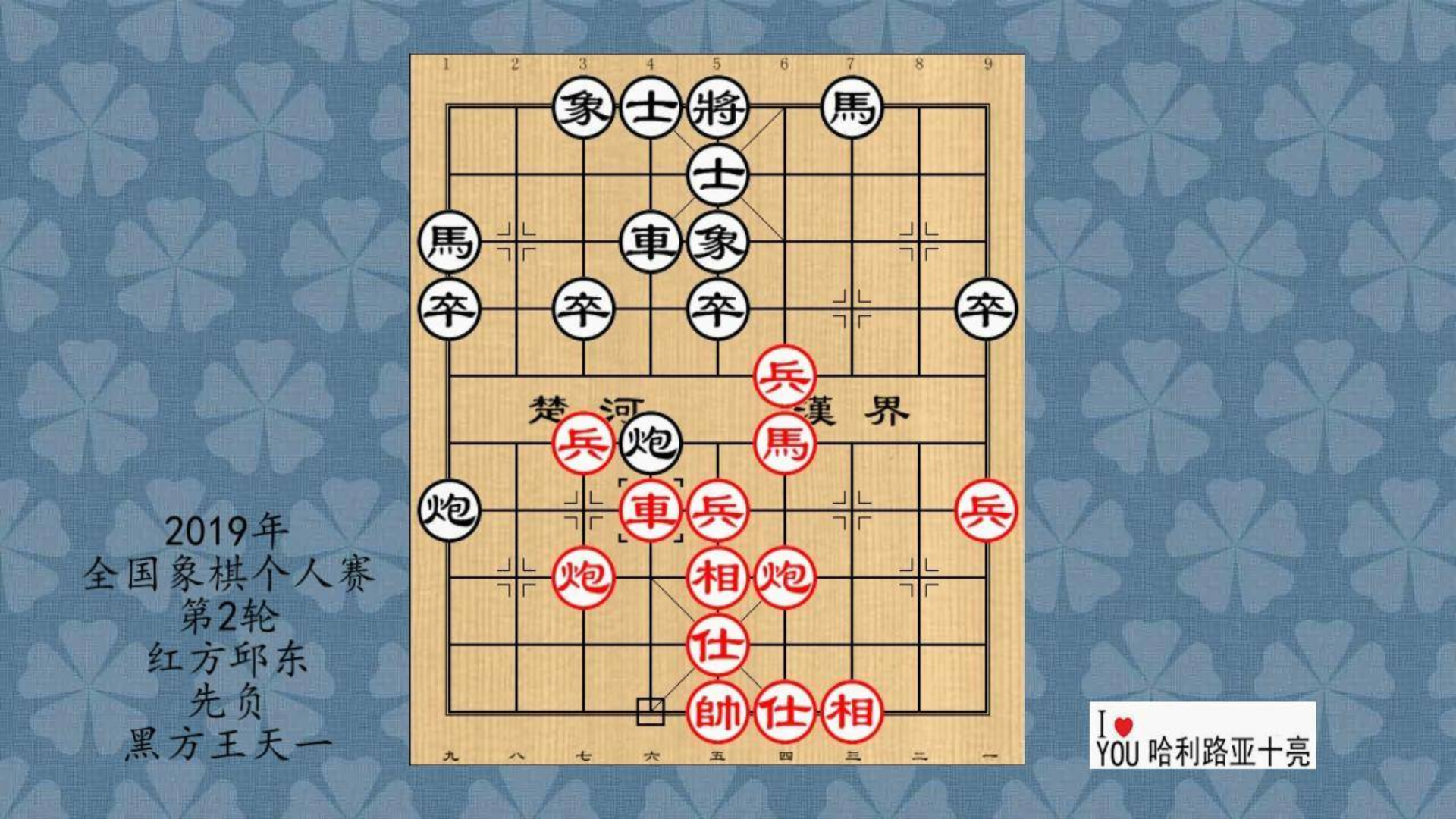 2019年全国象棋个人赛第2轮,邱东先负王天一